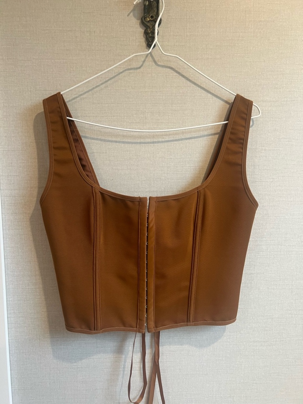 Brown Structured Corset Crop Tank Top